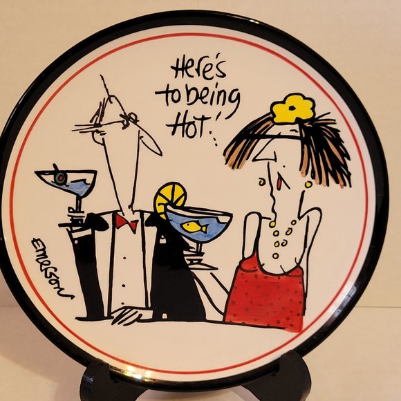 Lotus International Dessert Salad Plates White & Black Emerson Abstract Art - Picture 5 of 8